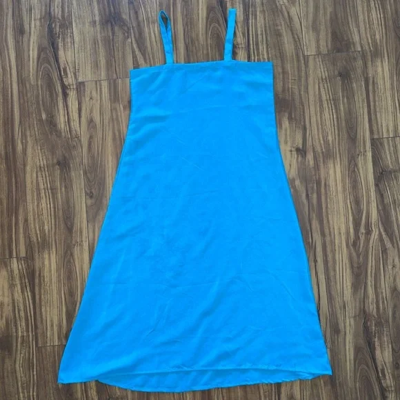 chinese dress ladies Blue Pleated Full Maxi Flore Dress Xs